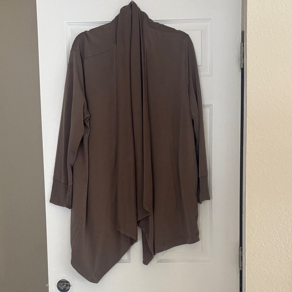 Athleta Chocolate Brown Open Drape Cardigan